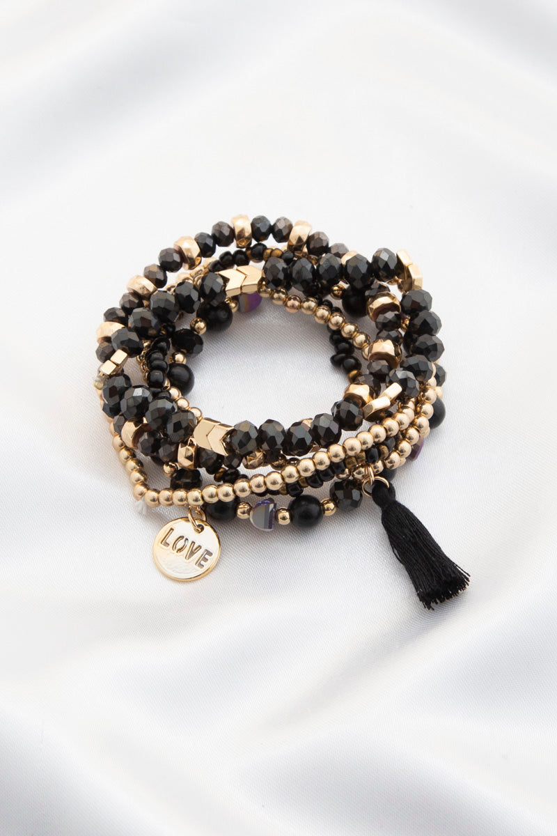 Women's Love Coin Tassel Beaded Bracelet