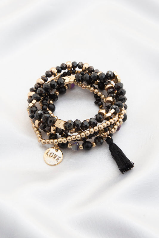 Women's Love Coin Tassel Beaded Bracelet