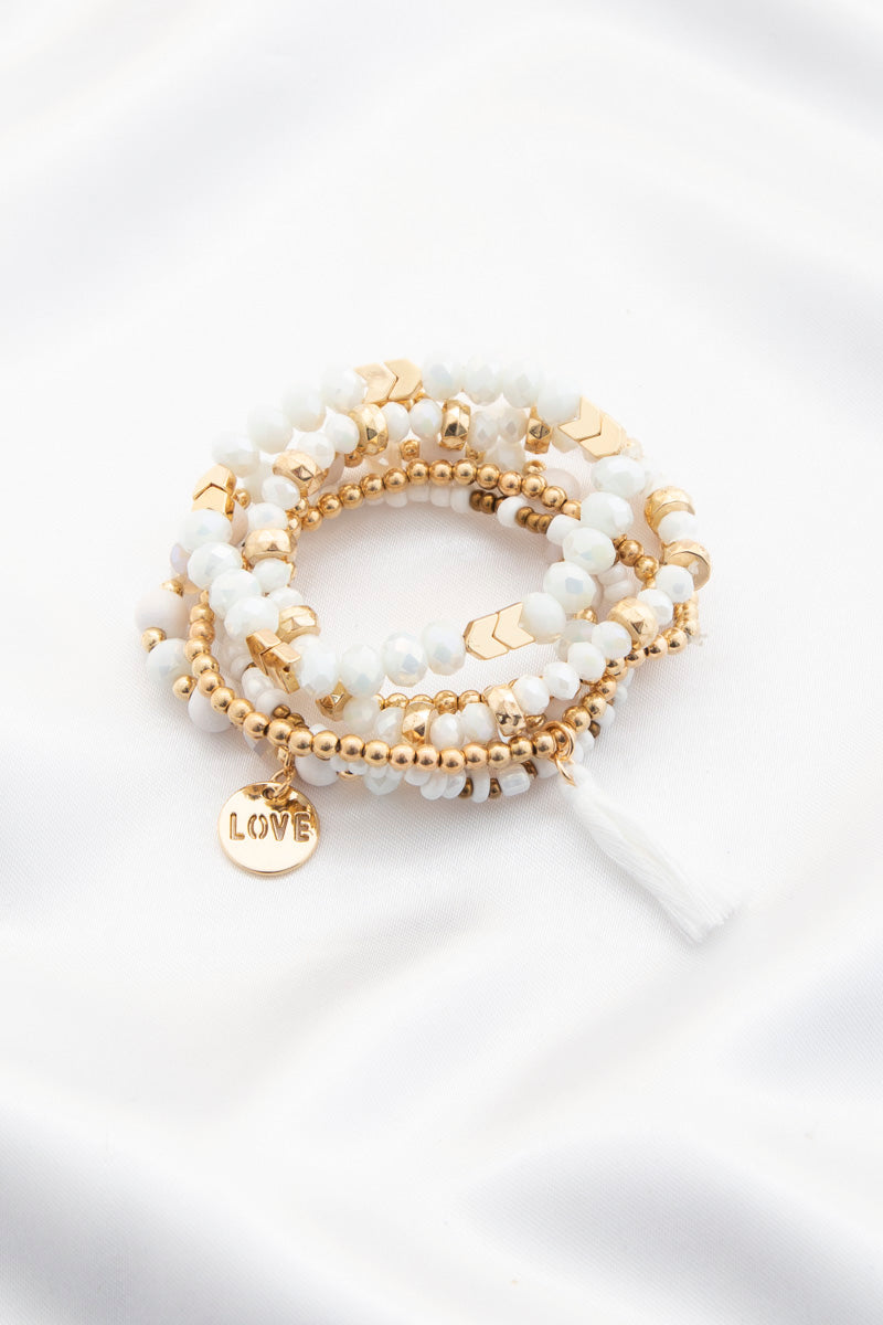 Women's Love Coin Tassel Beaded Bracelet