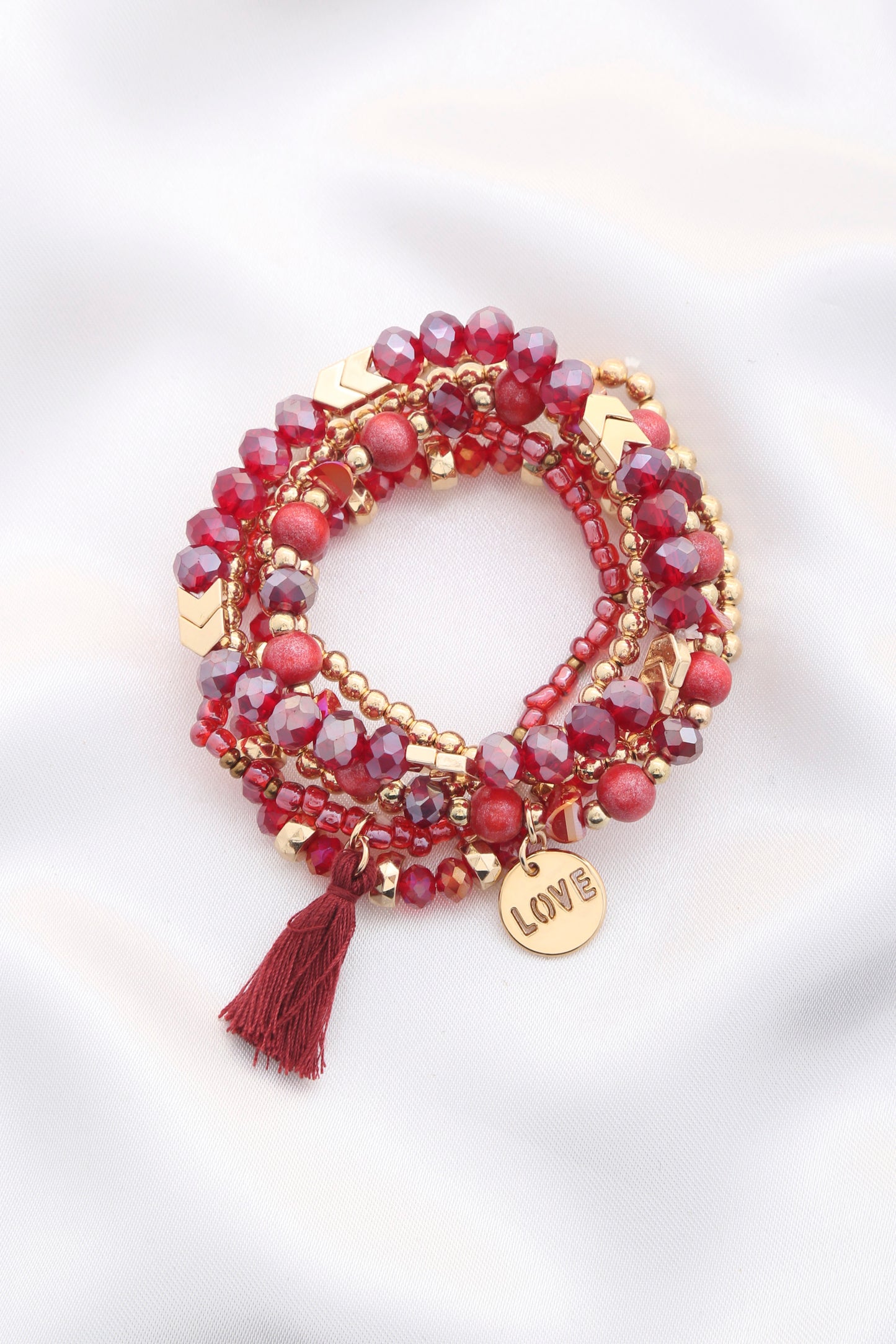 Women's Love Coin Tassel Beaded Bracelet