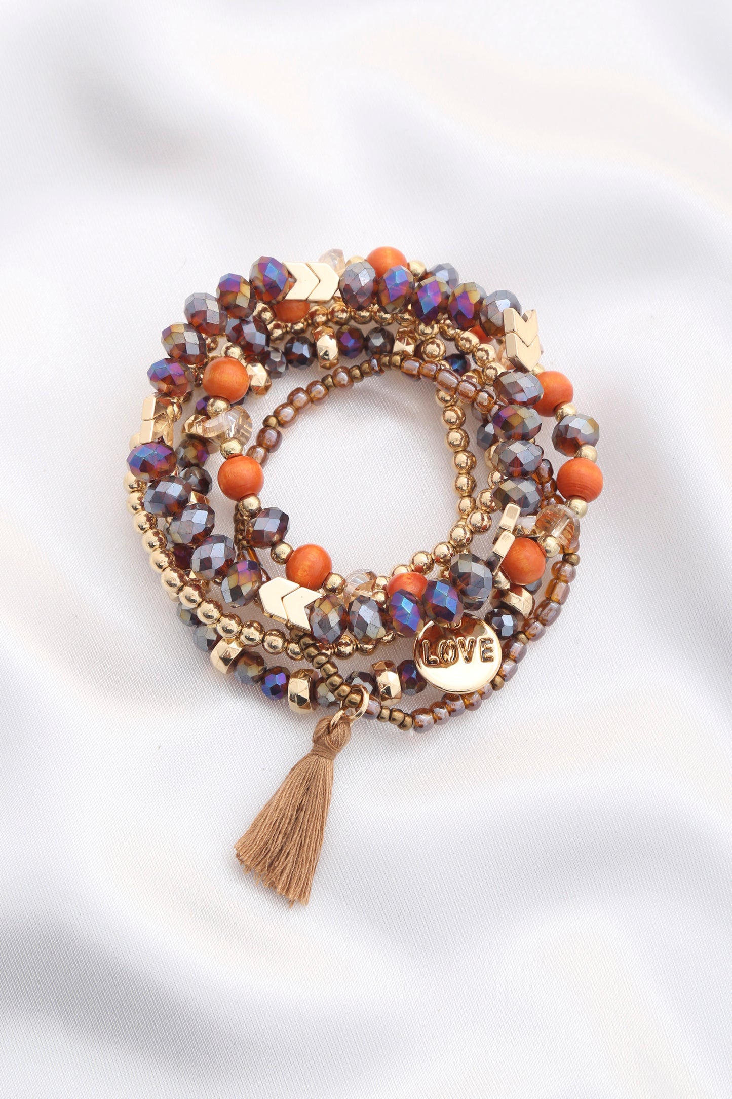 Women's Love Coin Tassel Beaded Bracelet