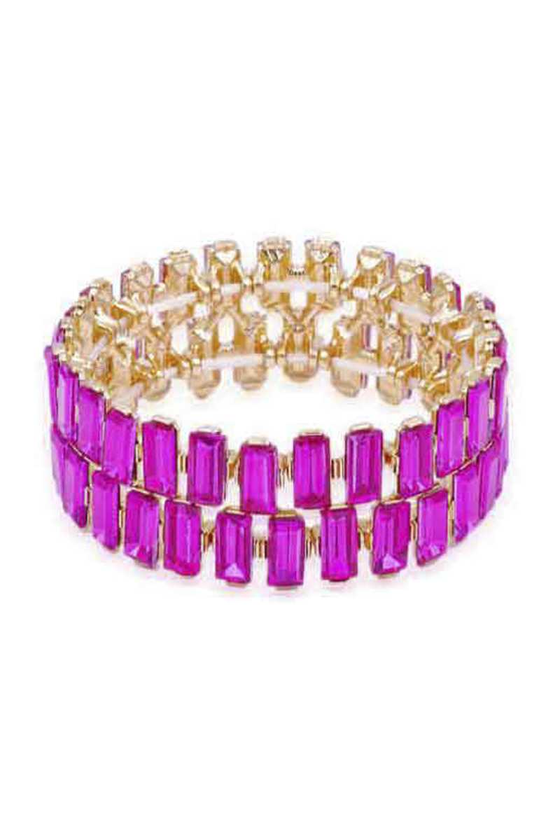 Women's Rectangle Rhinestone Stretch Bracelet