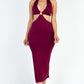 Women's Women's Cut-out Halter Neck Double Back Tie Split Thigh Midi Dress