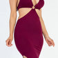 Women's Women's Cut-out Halter Neck Double Back Tie Split Thigh Midi Dress