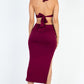 Women's Women's Cut-out Halter Neck Double Back Tie Split Thigh Midi Dress