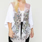 Women's Plus Floral Wings Sublimation Print Long Body Cardigan