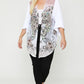 Women's Plus Floral Wings Sublimation Print Long Body Cardigan
