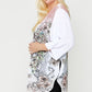 Women's Plus Floral Wings Sublimation Print Long Body Cardigan