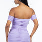 Women's Solid Off The Shoulder Ruched Mini Dress