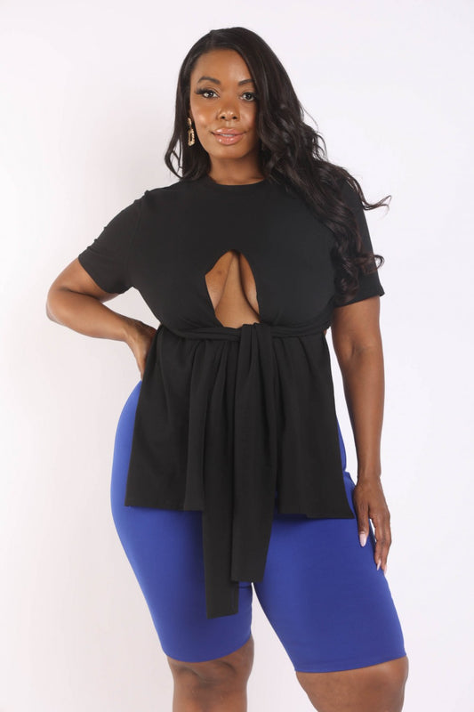 Women's Tie Detailed Slit T-Shirt