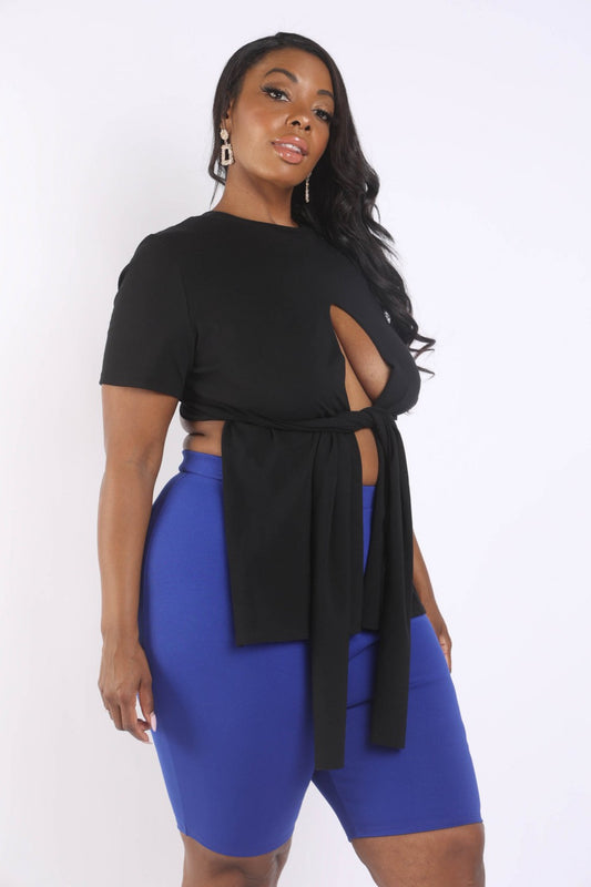 Women's Tie Detailed Slit T-Shirt