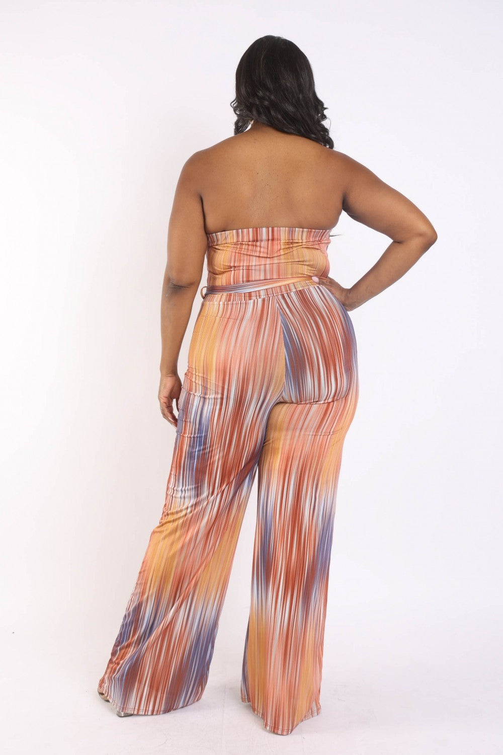 Women's Printed Tube Jumpsuit With Self Belt