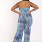 Women's Printed Tube Jumpsuit With Self Belt