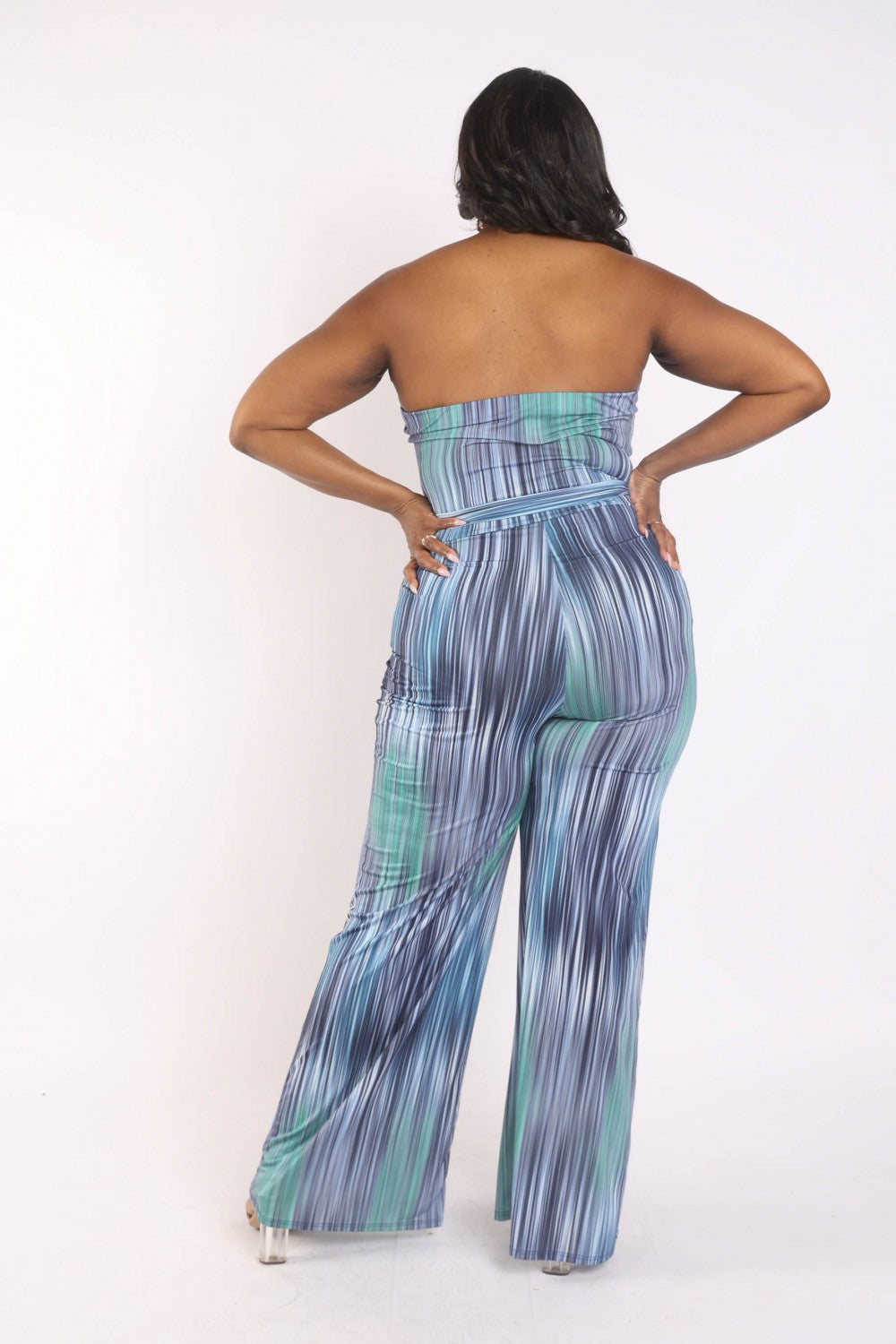 Women's Printed Tube Jumpsuit With Self Belt