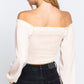 Women's Off Shoulder Smocking Woven Top