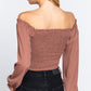 Women's Off Shoulder Smocking Woven Top