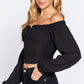 Women's Off Shoulder Smocking Woven Top