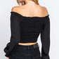 Women's Off Shoulder Smocking Woven Top