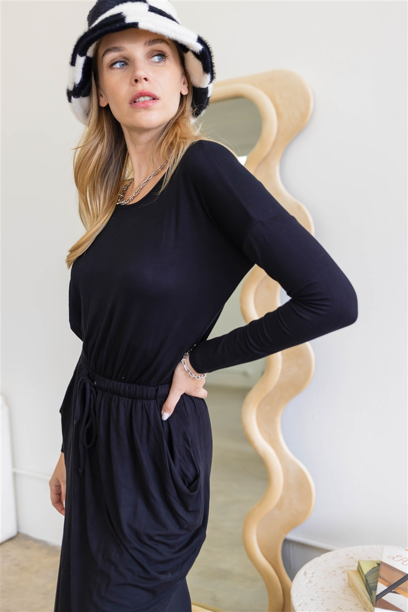 Women's Midi Sleeve Basic Maxi Dress
