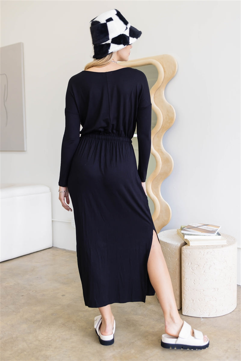 Women's Midi Sleeve Basic Maxi Dress