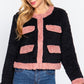 Women's Long Sleeve Pocket Detail Faux Fur Jacket