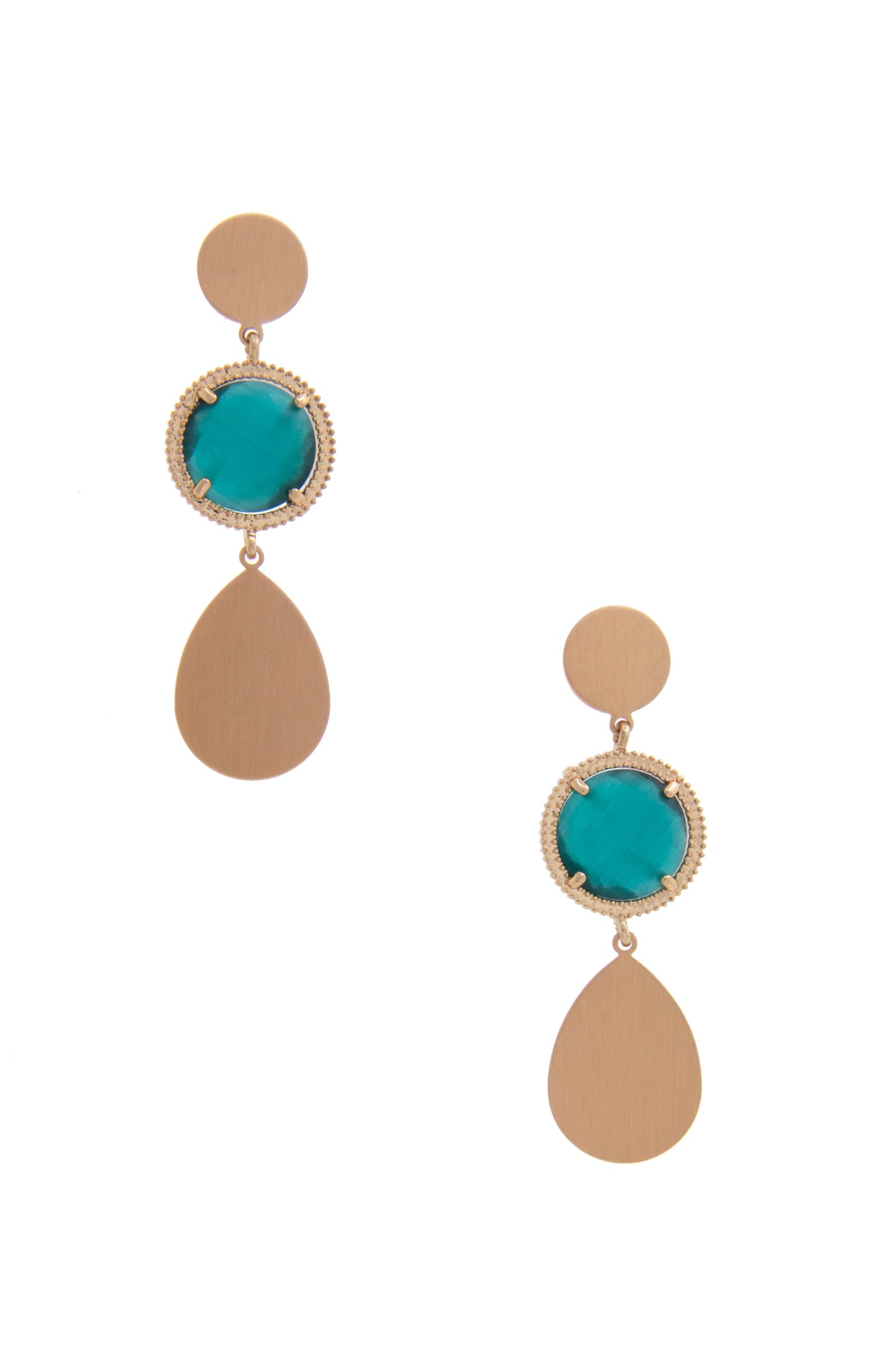 Women's Round Gem Teardrop Dangle Earring