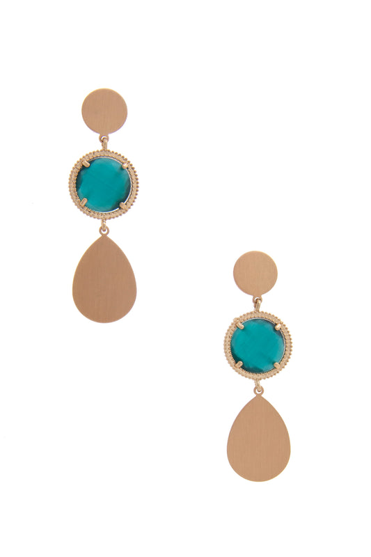 Women's Round Gem Teardrop Dangle Earring