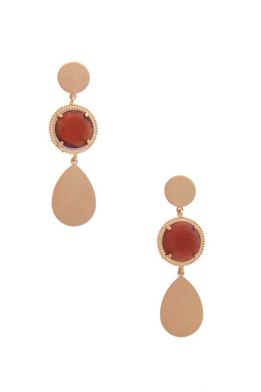 Women's Round Gem Teardrop Dangle Earring