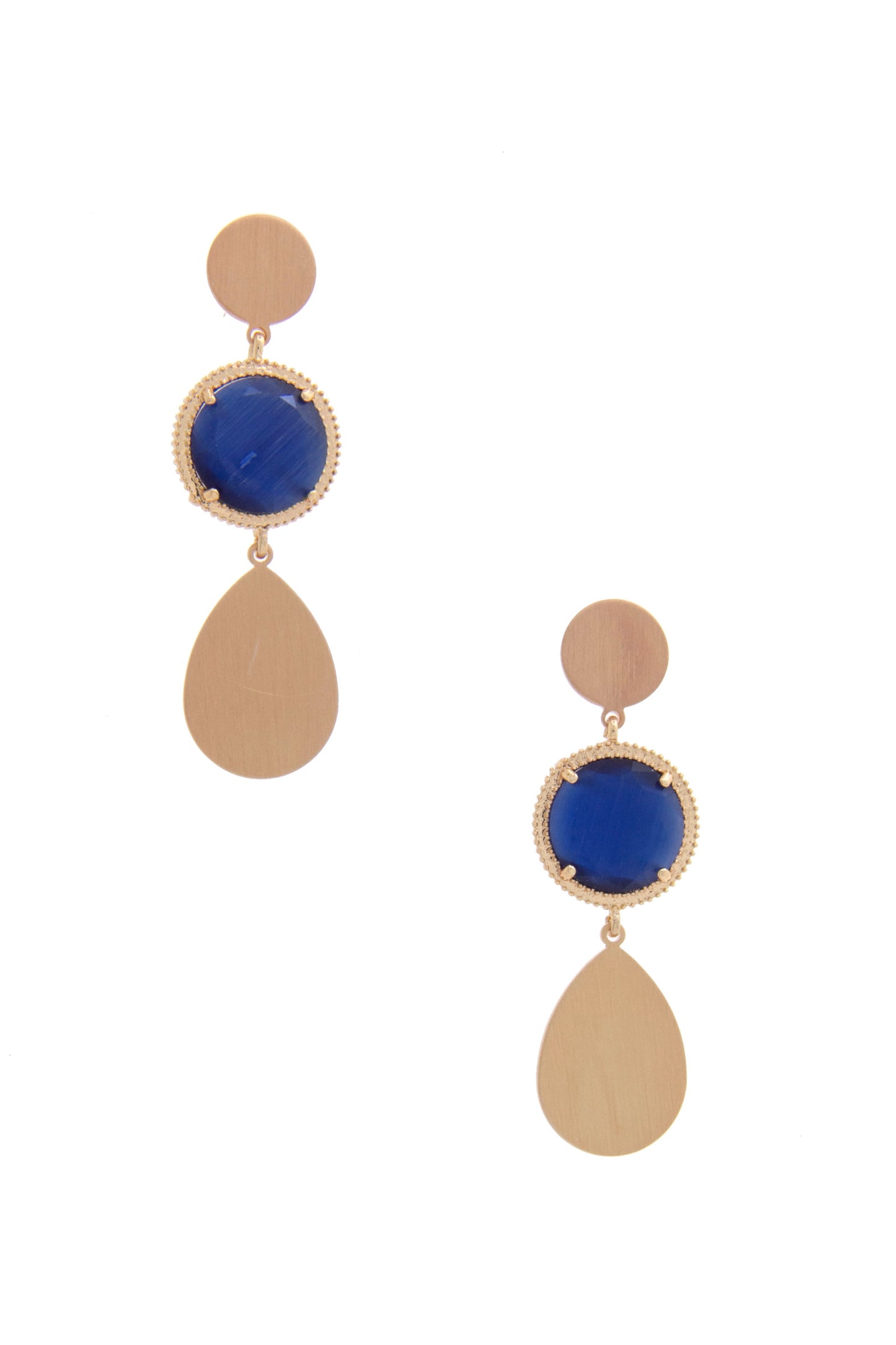 Women's Round Gem Teardrop Dangle Earring