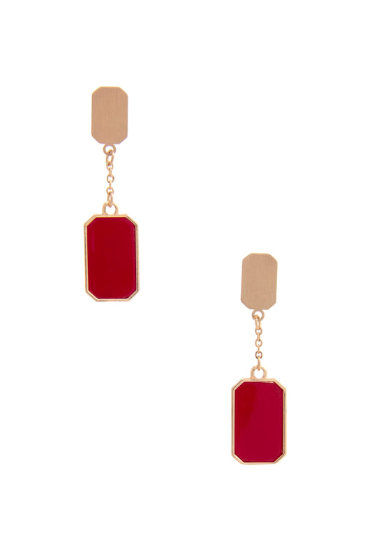 Women's Gem Emerald Shape Dangle Earring