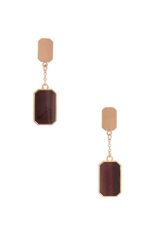 Women's Gem Emerald Shape Dangle Earring