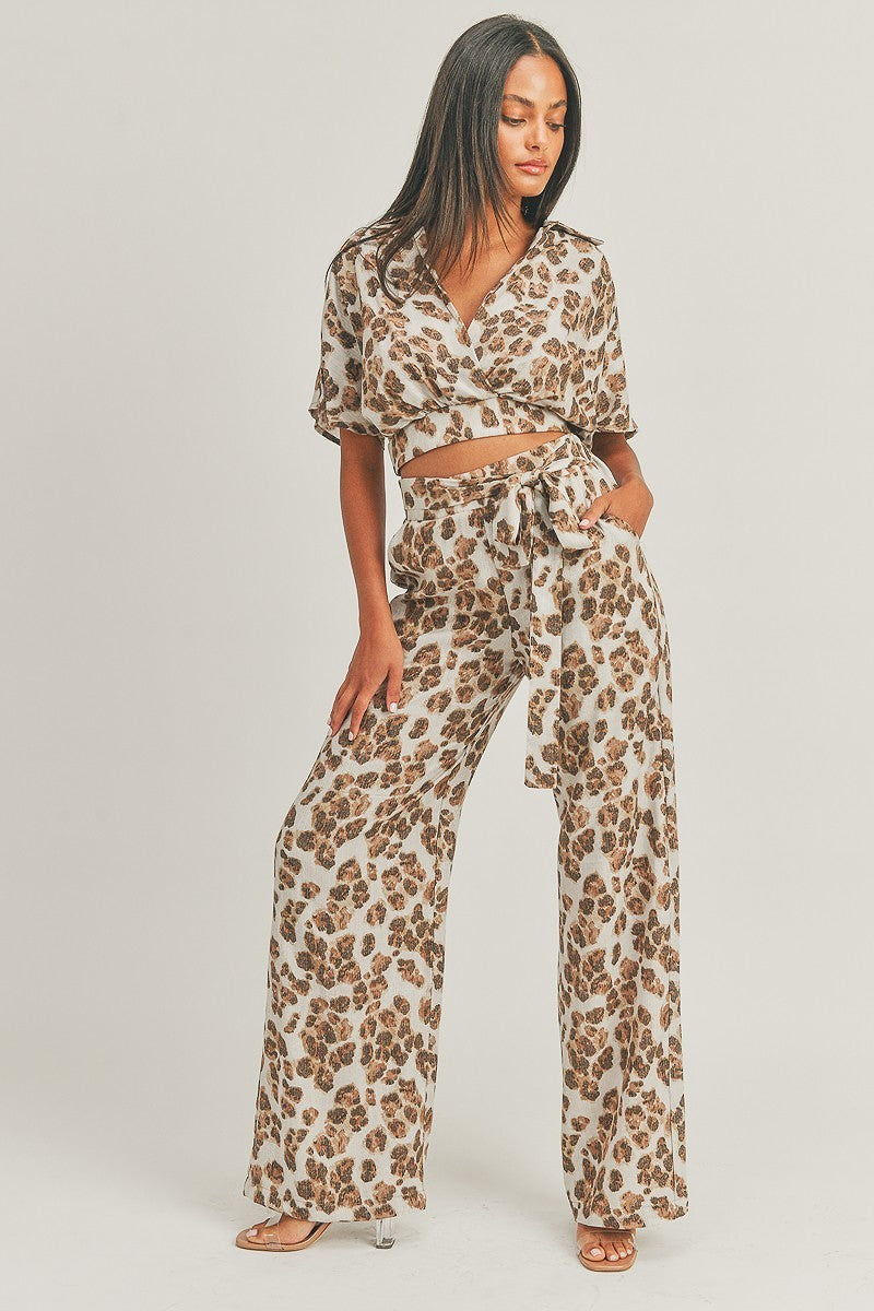 Women's Crop Top Animal Print Set