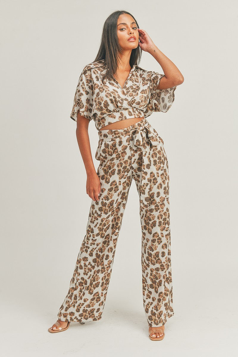 Women's Crop Top Animal Print Set