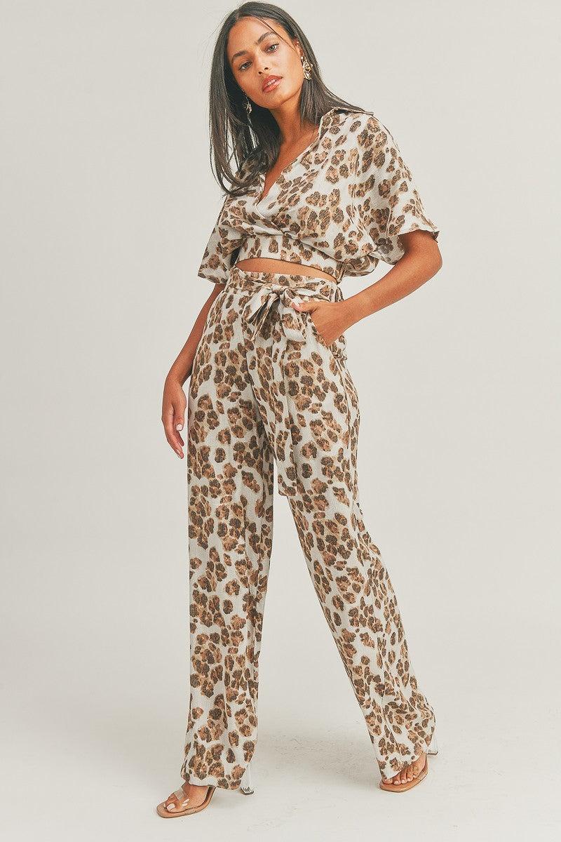 Women's Crop Top Animal Print Set
