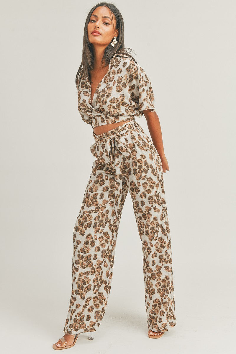 Women's Crop Top Animal Print Set