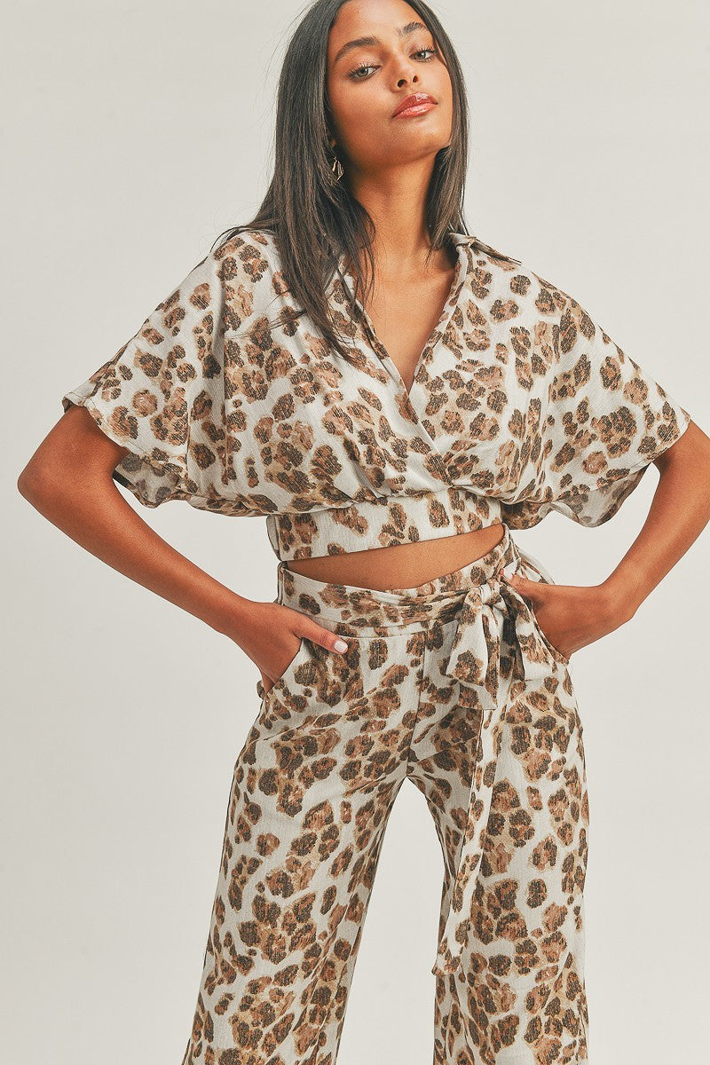 Women's Crop Top Animal Print Set