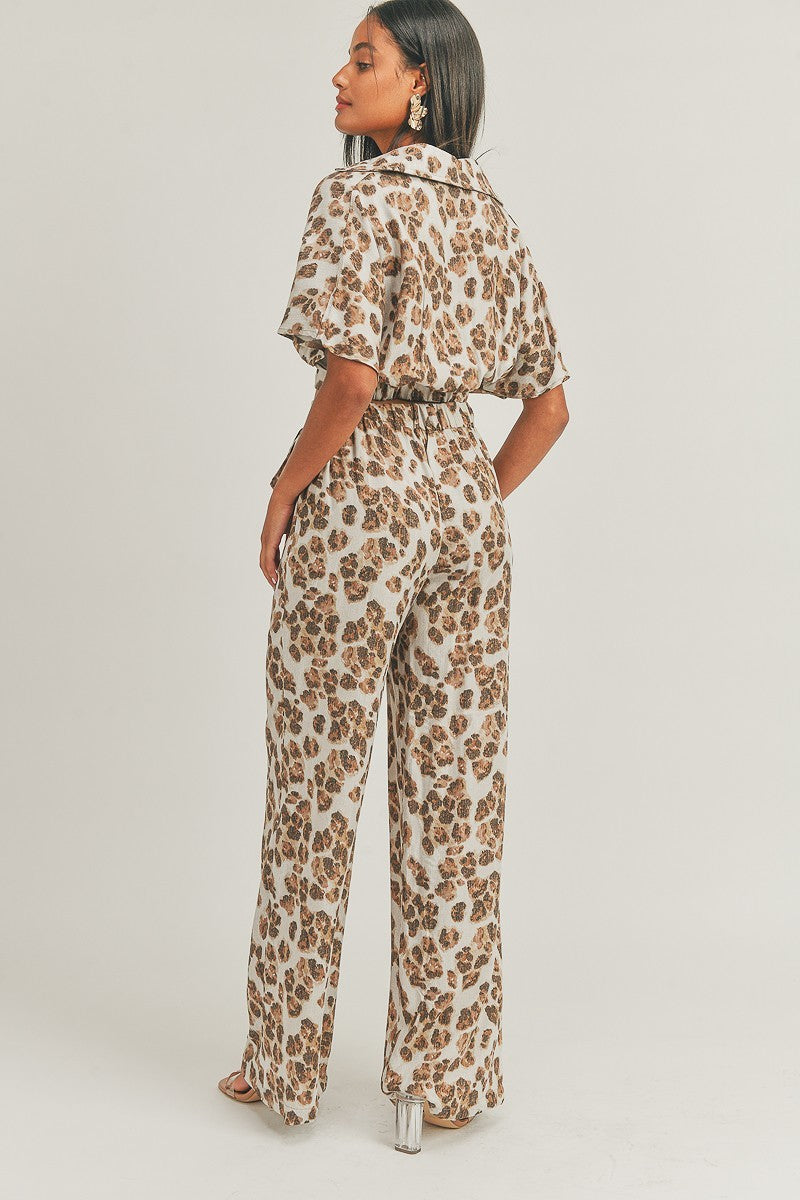 Women's Crop Top Animal Print Set