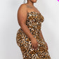 Women's Leopard Print Ruched Drawstring Tube Dress