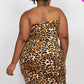 Women's Leopard Print Ruched Drawstring Tube Dress
