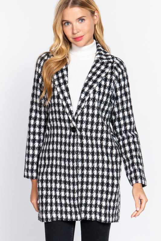Women's Long Sleeve One Button Jacquard Jacket