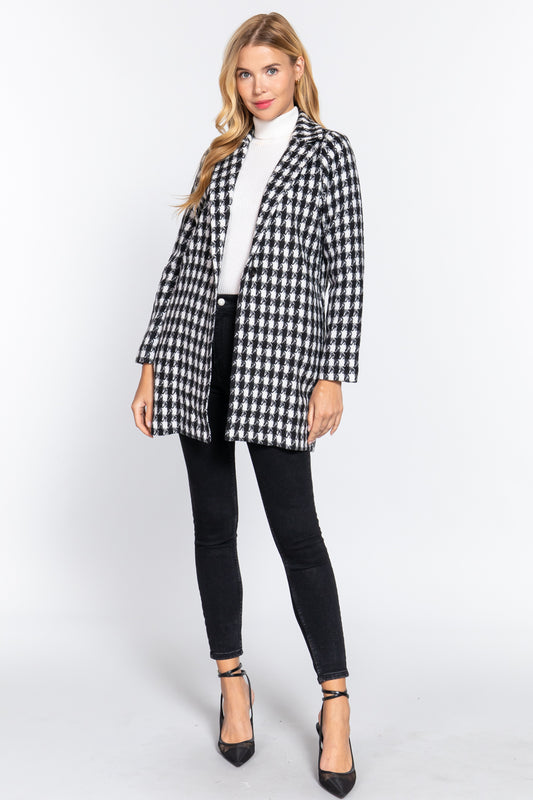 Women's Long Sleeve One Button Jacquard Jacket