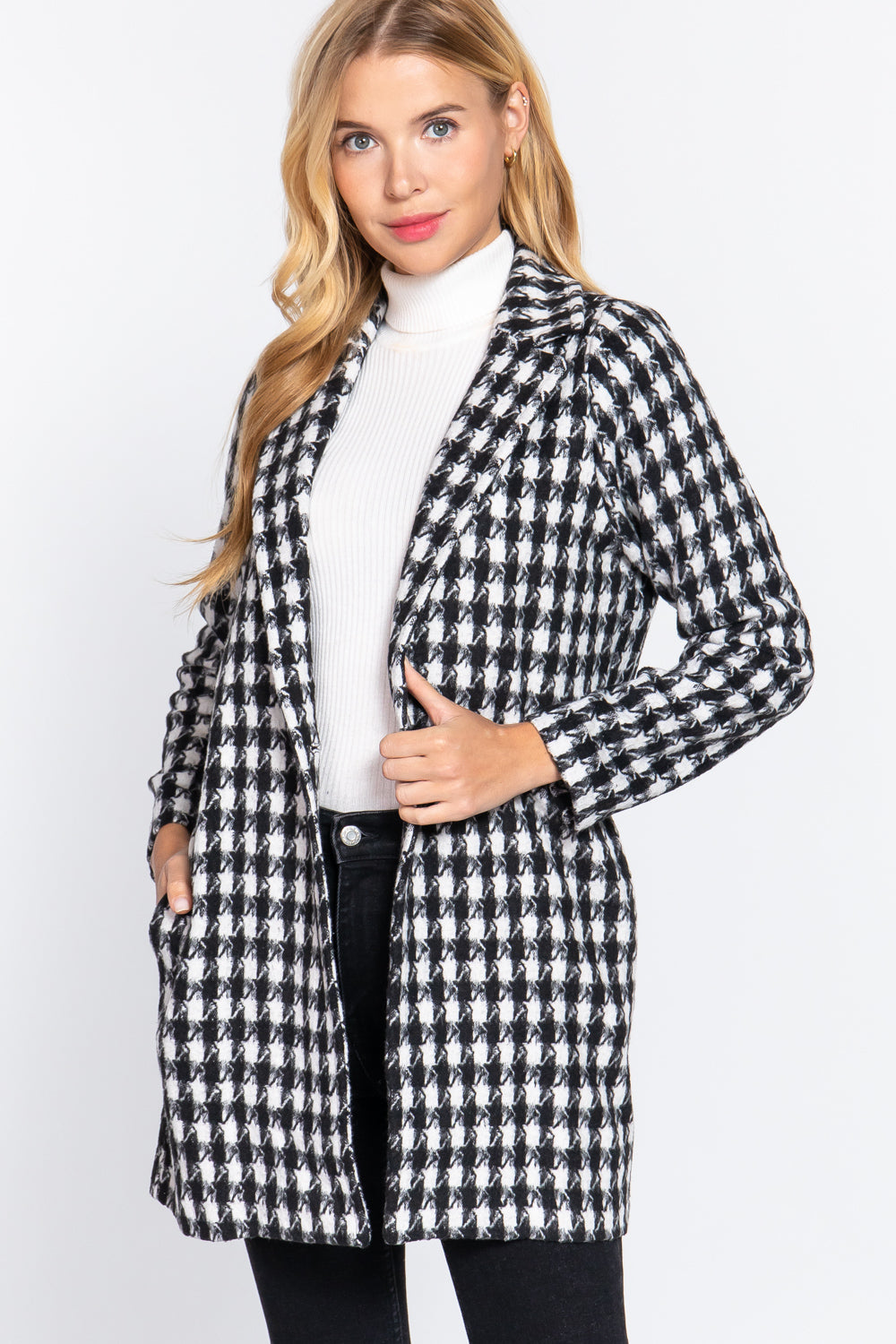 Women's Long Sleeve One Button Jacquard Jacket