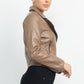 Women's Zippered Notch Lapel Rider Jacket