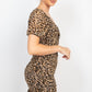 Women's Ruched Leopard Print Bodycon Mini Dress