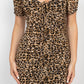 Women's Ruched Leopard Print Bodycon Mini Dress