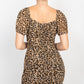 Women's Ruched Leopard Print Bodycon Mini Dress