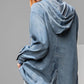 Women's Washed Drawstring Hood Loose Fit Denim Shirt Jacket