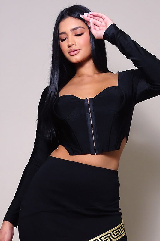 Women's Long Sleeve Corset Top