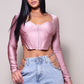 Women's Long Sleeve Corset Top