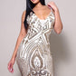 Women's Spaghetti Strap Holiday Sequins Plunge Mini Dress